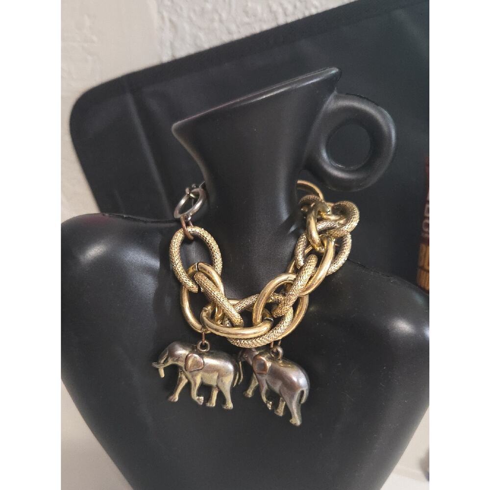 Banana Republic Gold-Tone Elephant Link Bracelet 8 In